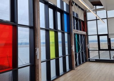 Coloured curtain walling