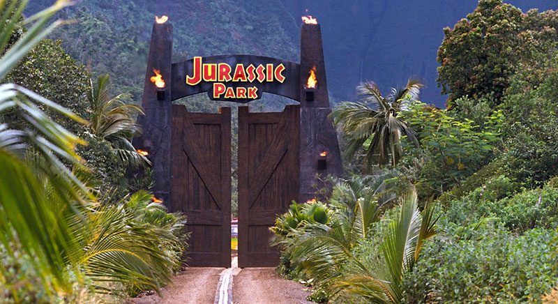 Iconic Jurassic Park main gates