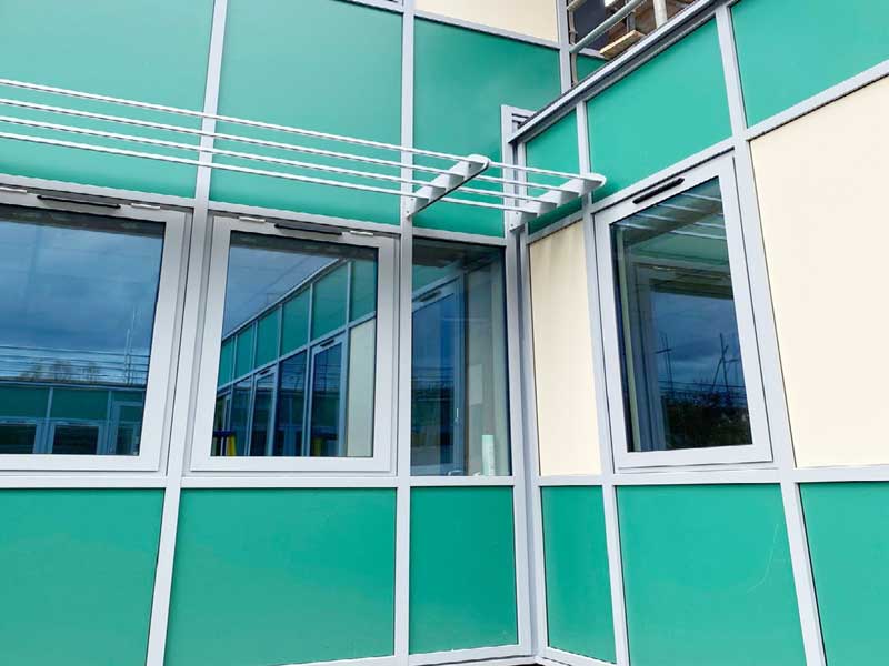 Curtain walling at Copley Academy